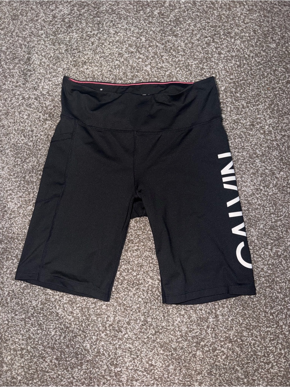 Calvin Klein Black Women's Swim Bike Shorts with White Logo